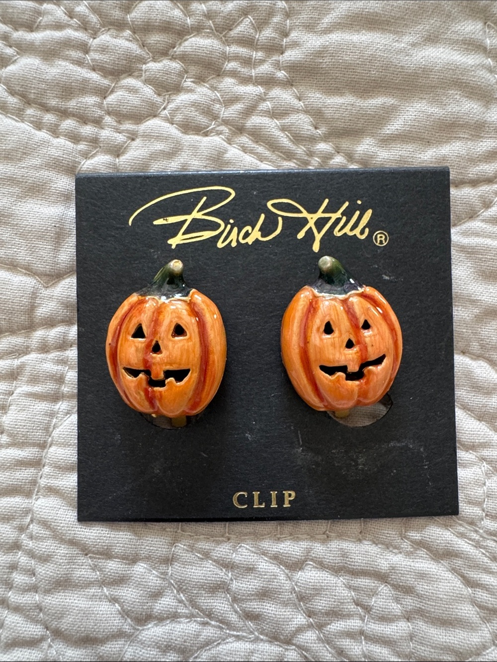 Orange Pumpkin Clip Earrings